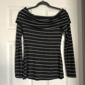 Off the shoulder striped long sleeve